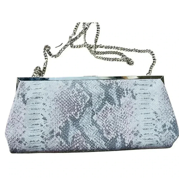 Danier Clutch Purse Genuine Leather Medium Size DarkGrey/Light Grey/White - Picture 5 of 9